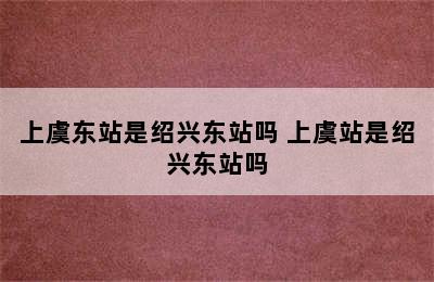上虞东站是绍兴东站吗 上虞站是绍兴东站吗
